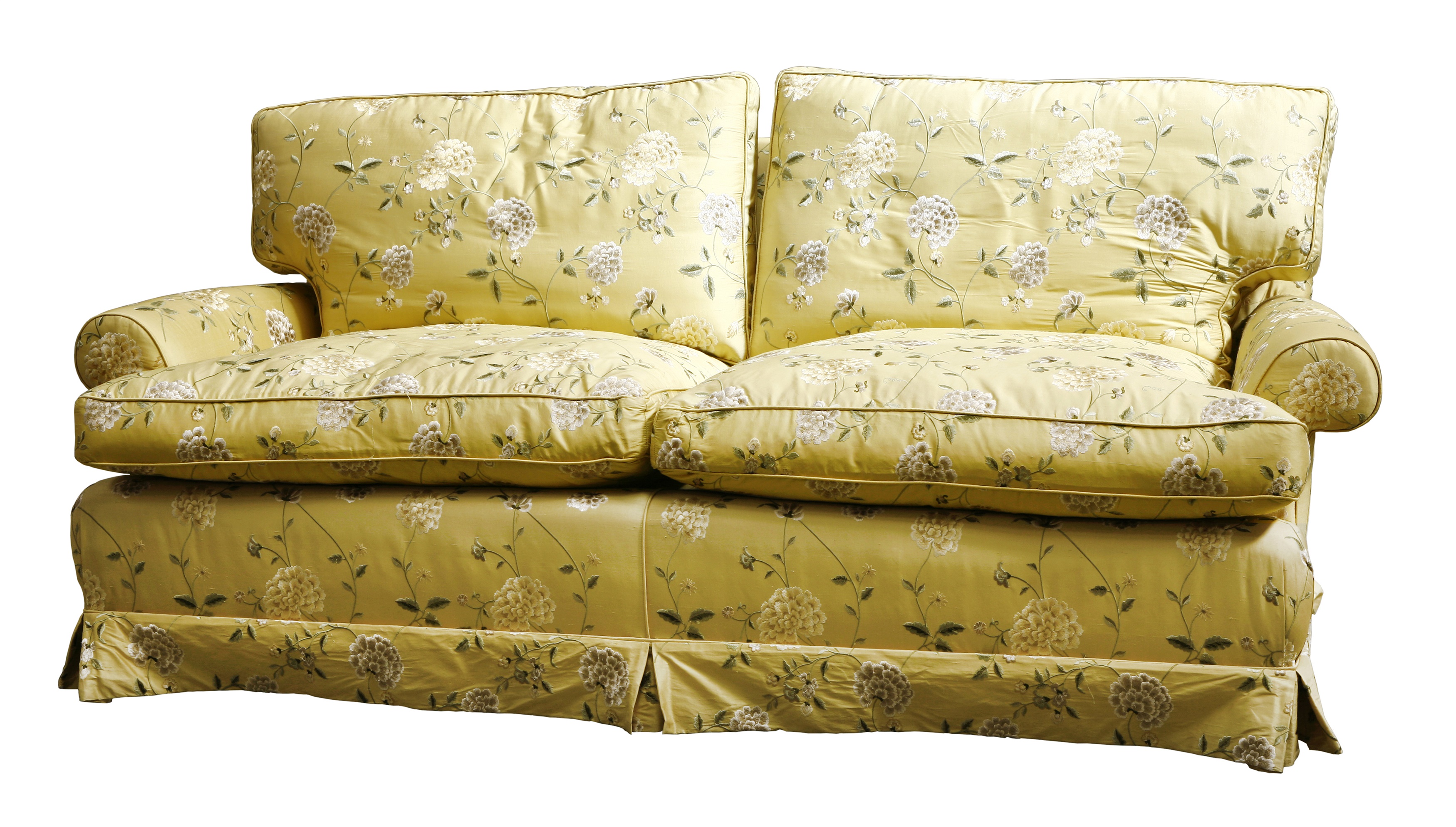 A modern silk upholstered settee, by Colefax & Fowler